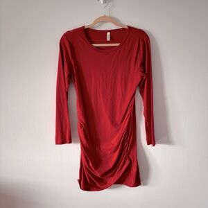 Red bodycon dress with ruching